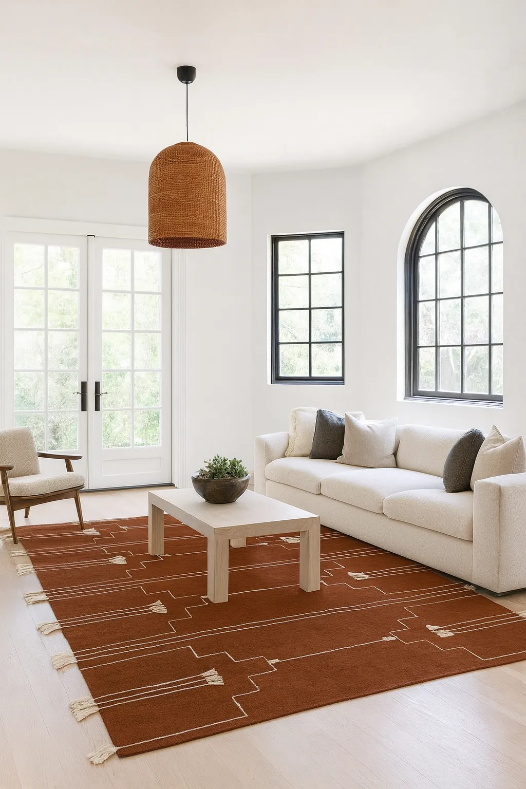 Brown Drift Handwoven Wool Rug With Cotton Base 1