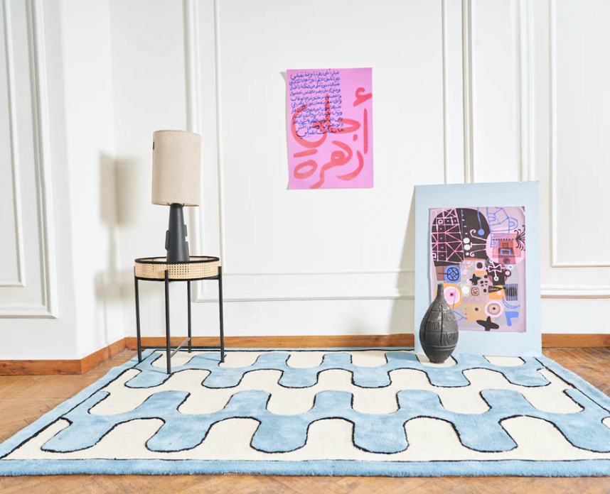 Luna White & Baby Blue Tufted Rug 2