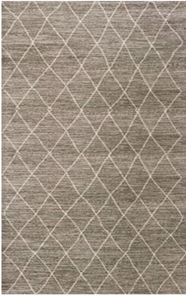 Handwoven Beige Wool Rug – Diamond Pattern image