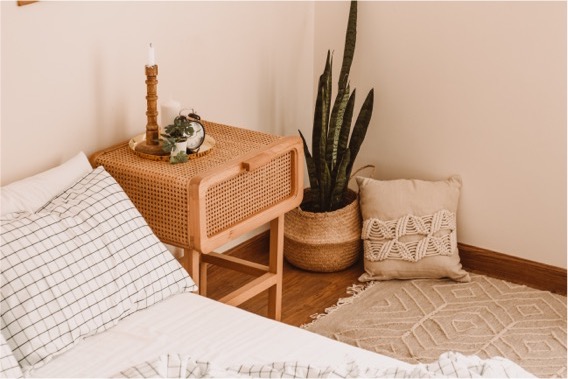 Penelope Cane & Beech Wood Bedside Table 0