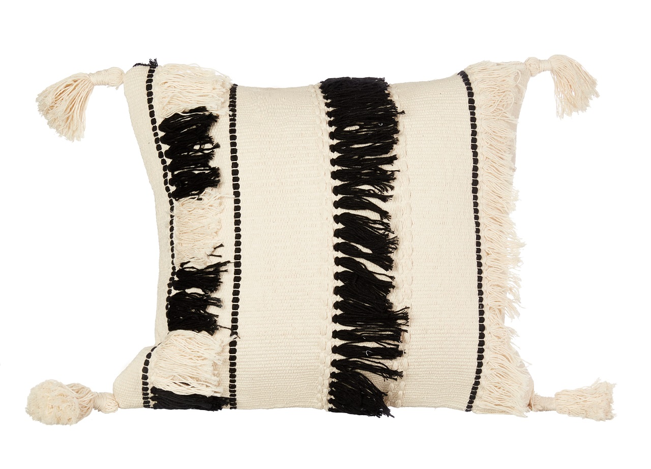 Black & White Fringes Cushion 0