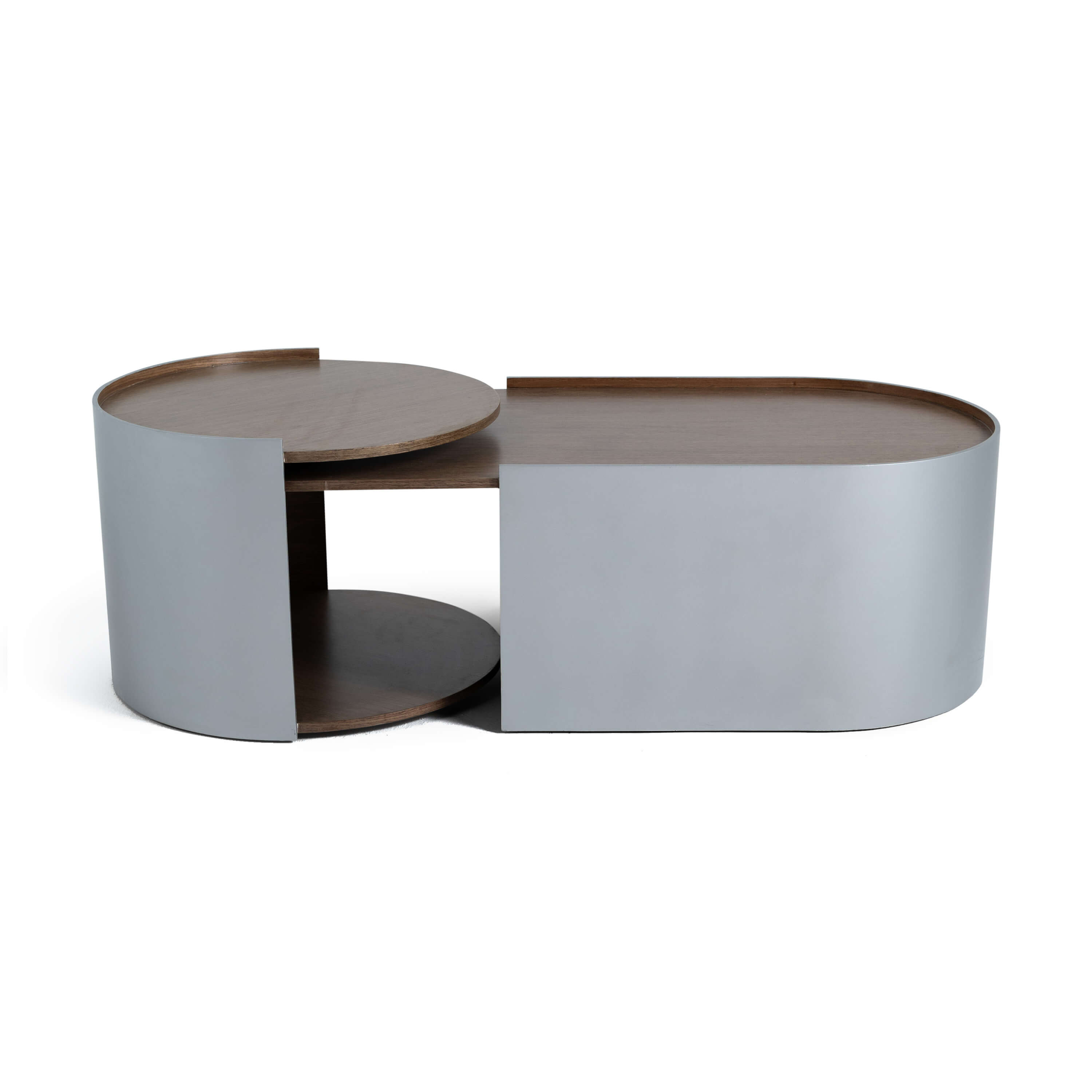 Lissa Oval Coffee Table – Brown Wenge Veneer and Grey Finish 0