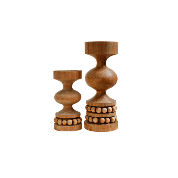 Curvy Wooden Candle Holder Set 0