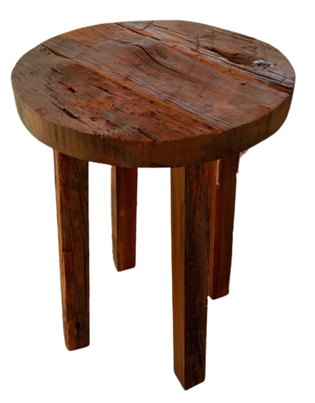NJ Rough High Stool In Pine Wood - Round Design 1