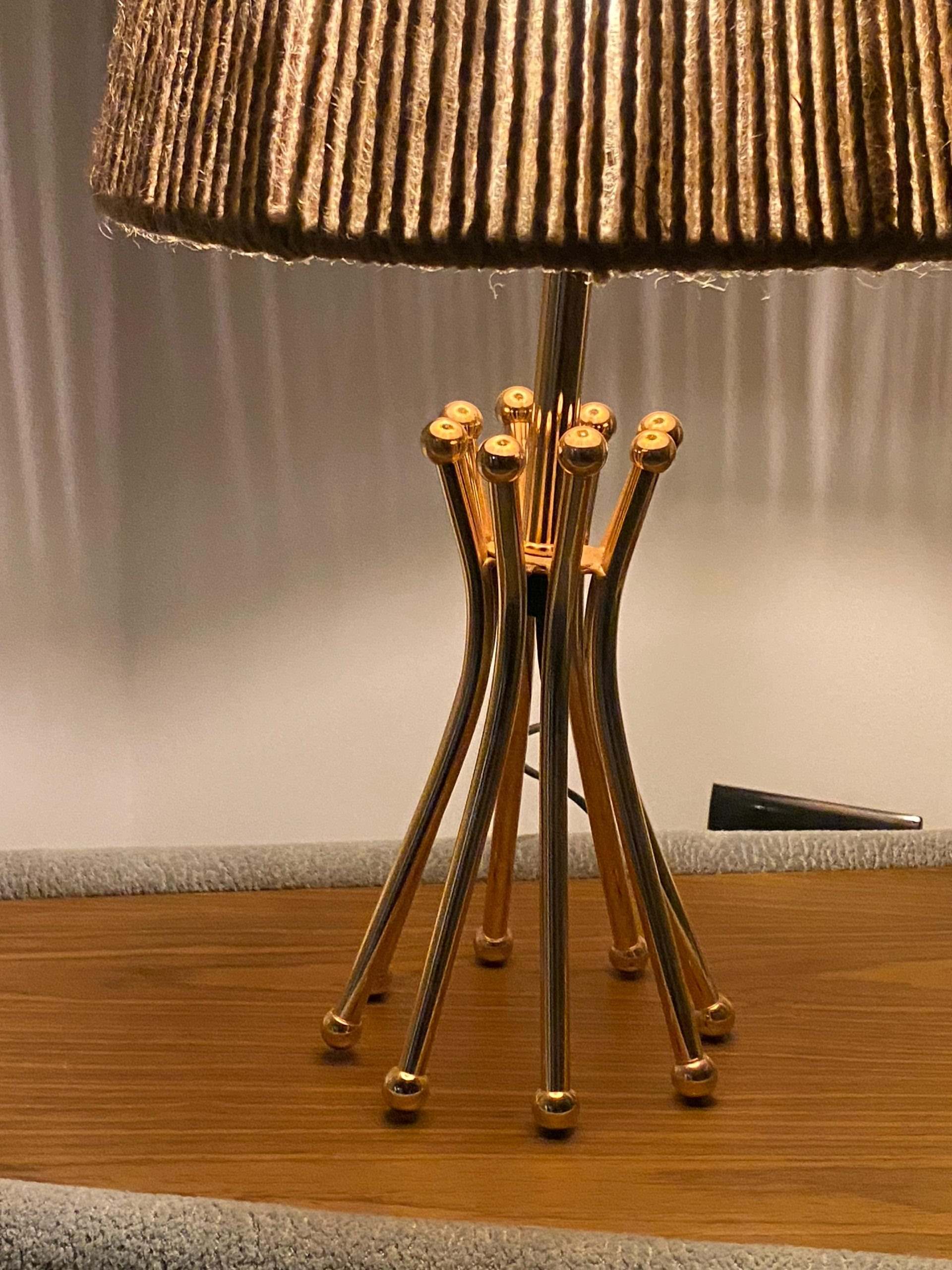 Burlap Table Lamp - Natural Shade with Gold Accent Base - TBM03 3