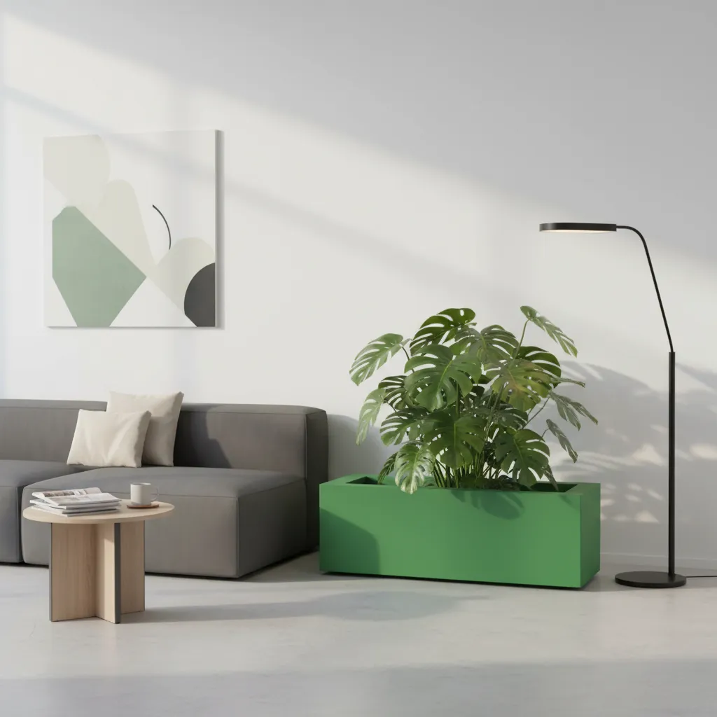 Renttangolo Rectangular Fiber Plant Pot – Bold Green 1