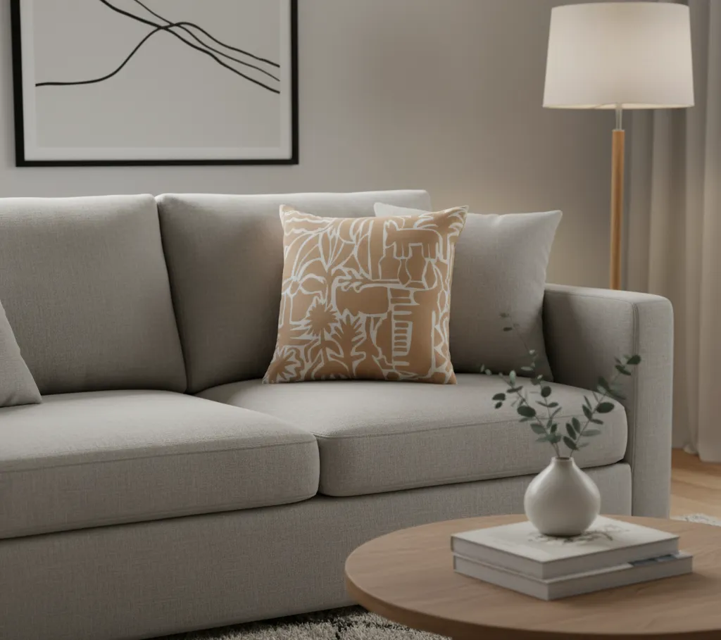 Reif Hand-Printed Linen Cushion 1