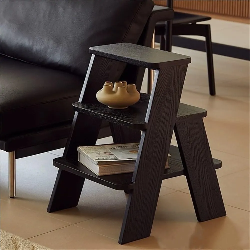 Black 3-Step Counter Wood Stool 1