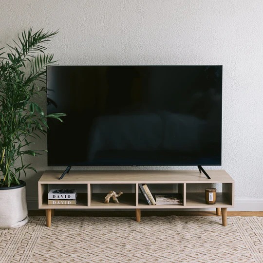 Aero TV Unit – Sleek Design With Natural Wooden Legs 1