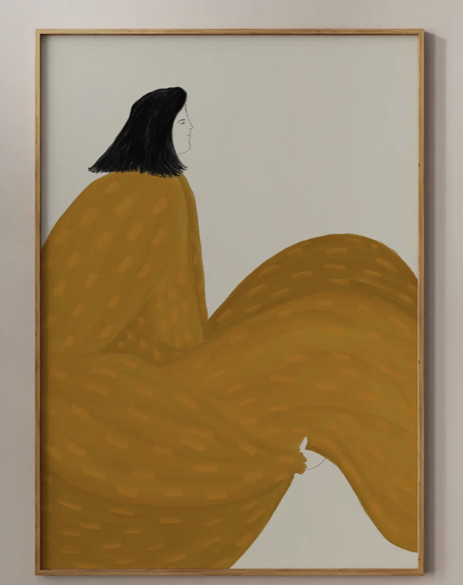 Abstract People Printed Artwork With Wooden Frame 0