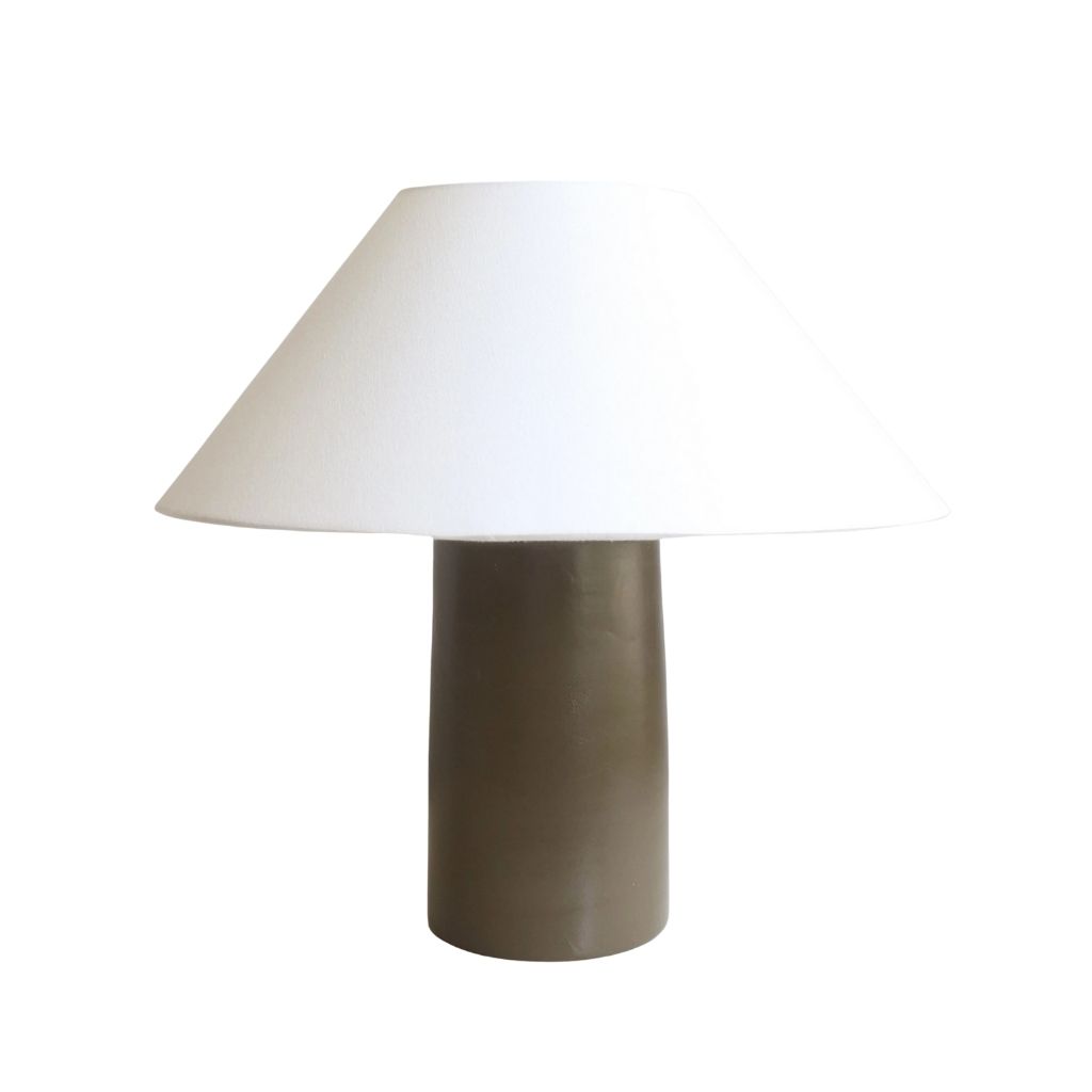 Glazed Olive Earthenware Table Lamp 0