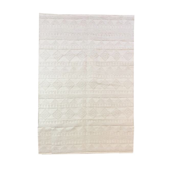 Handwoven Cotton Rug – Off White Minimalist Pattern 0