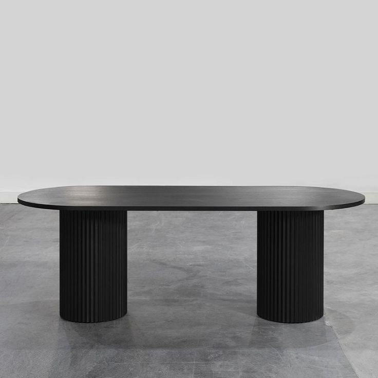 Laminton Black Oak Veneer Dining Table With Fluted Base 0