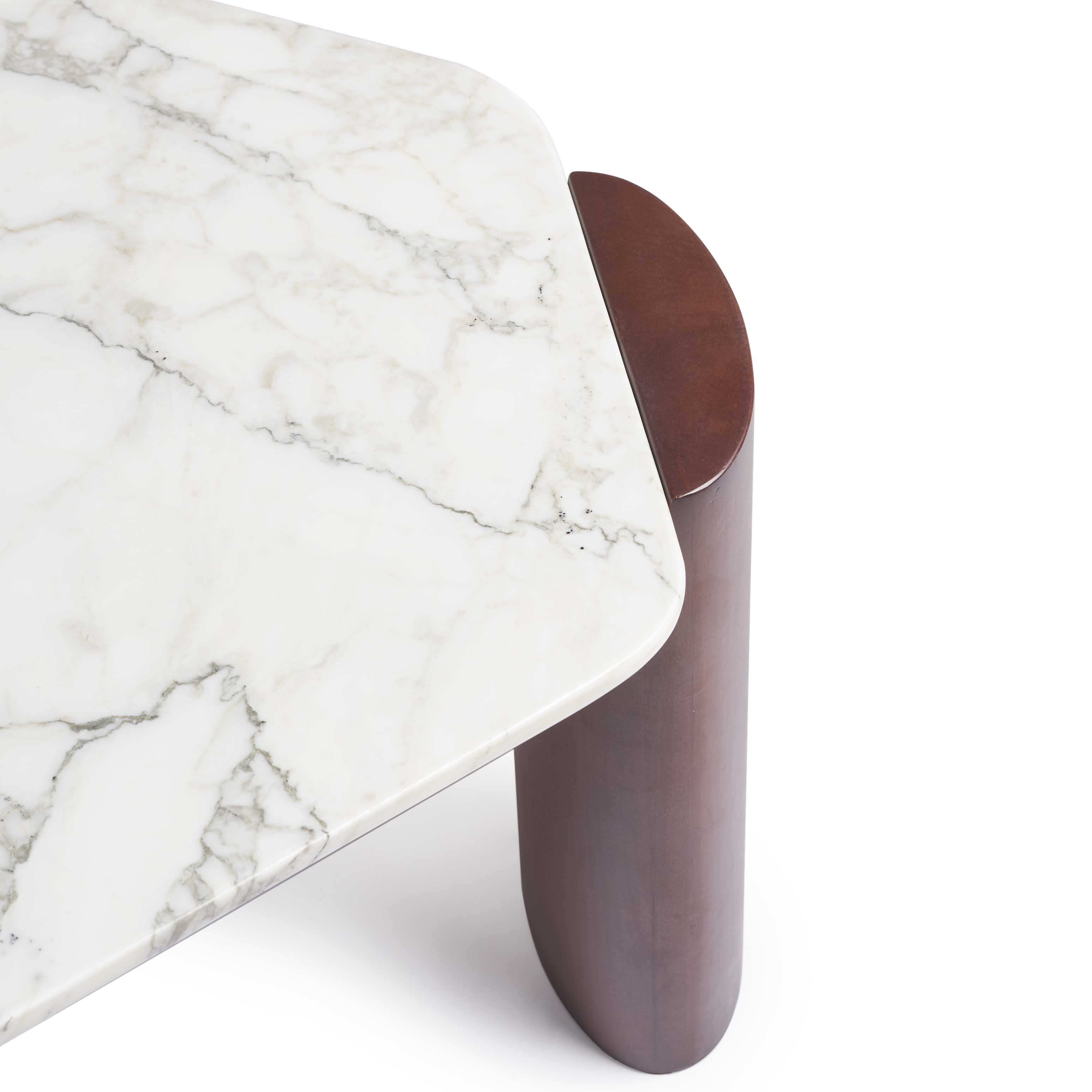 LOB Low Coffee Table With Travertine Marble Top & Beech Legs 1