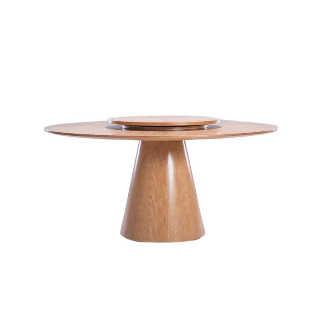 Tamima Swivel Oak Veneer Dining Table With Acrylic Inlay 0