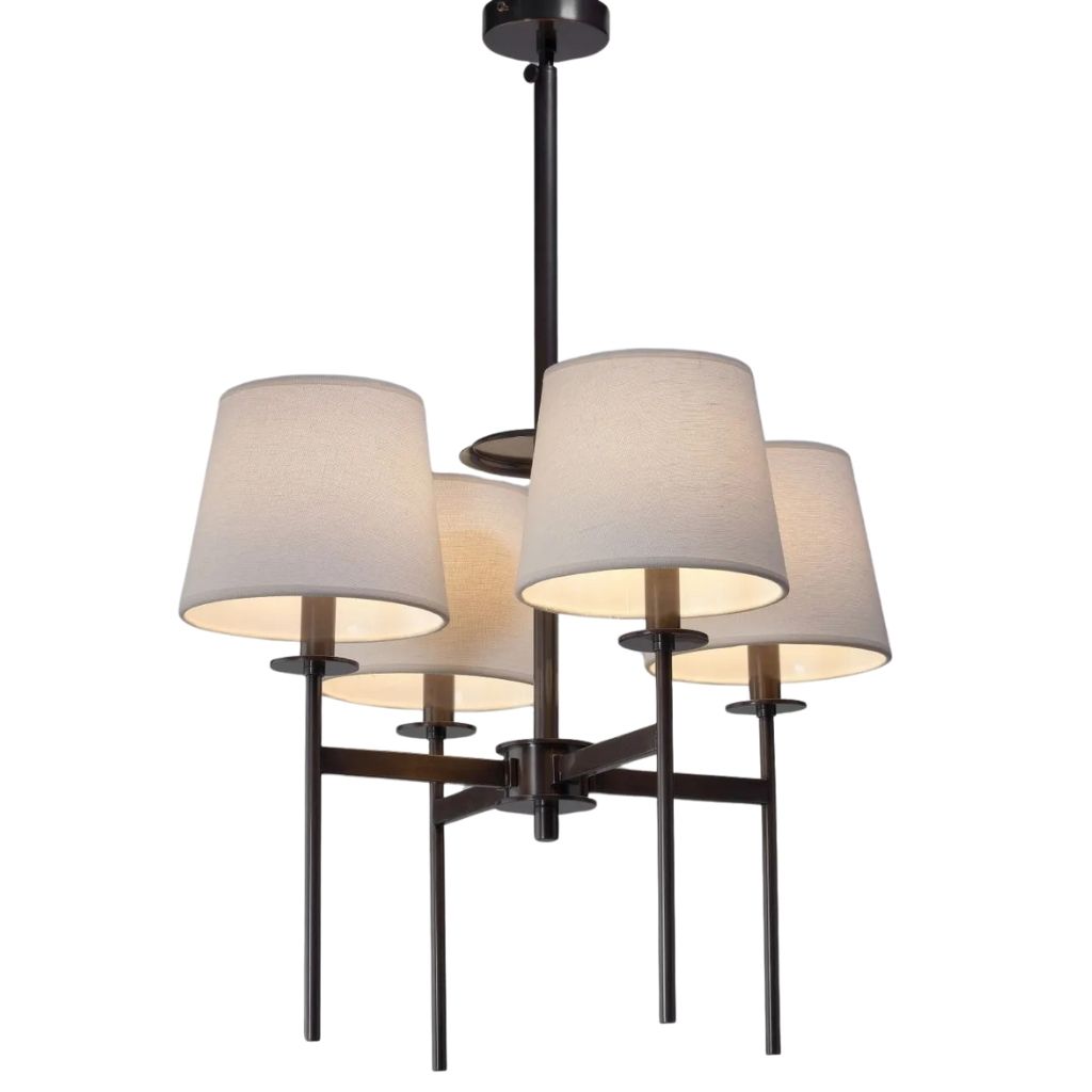 Dark Brass Mini Maria Chandelier with Fabric Shade 0