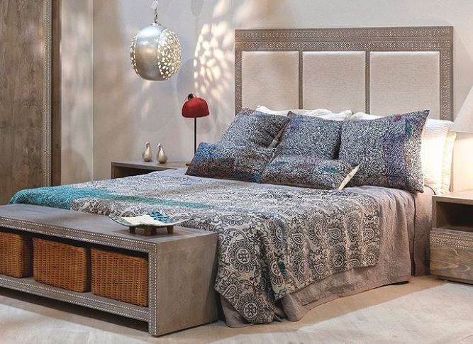 Carved Bed with Upholstered Panels Integrated Storage 0
