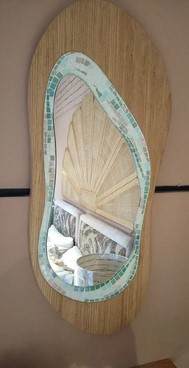 Mosaic Mirror – Free-Form Design With Wooden Frame 1
