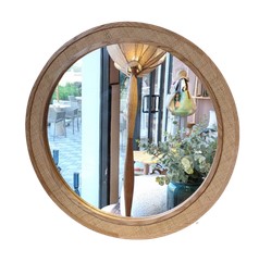 Cora Round Cane Wall Mirror – Stylish Rustic Home Décor 1
