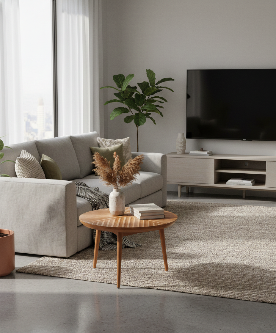 Geo Side Table - Walnut - Cherry & Oak Veneer - Round Top 5