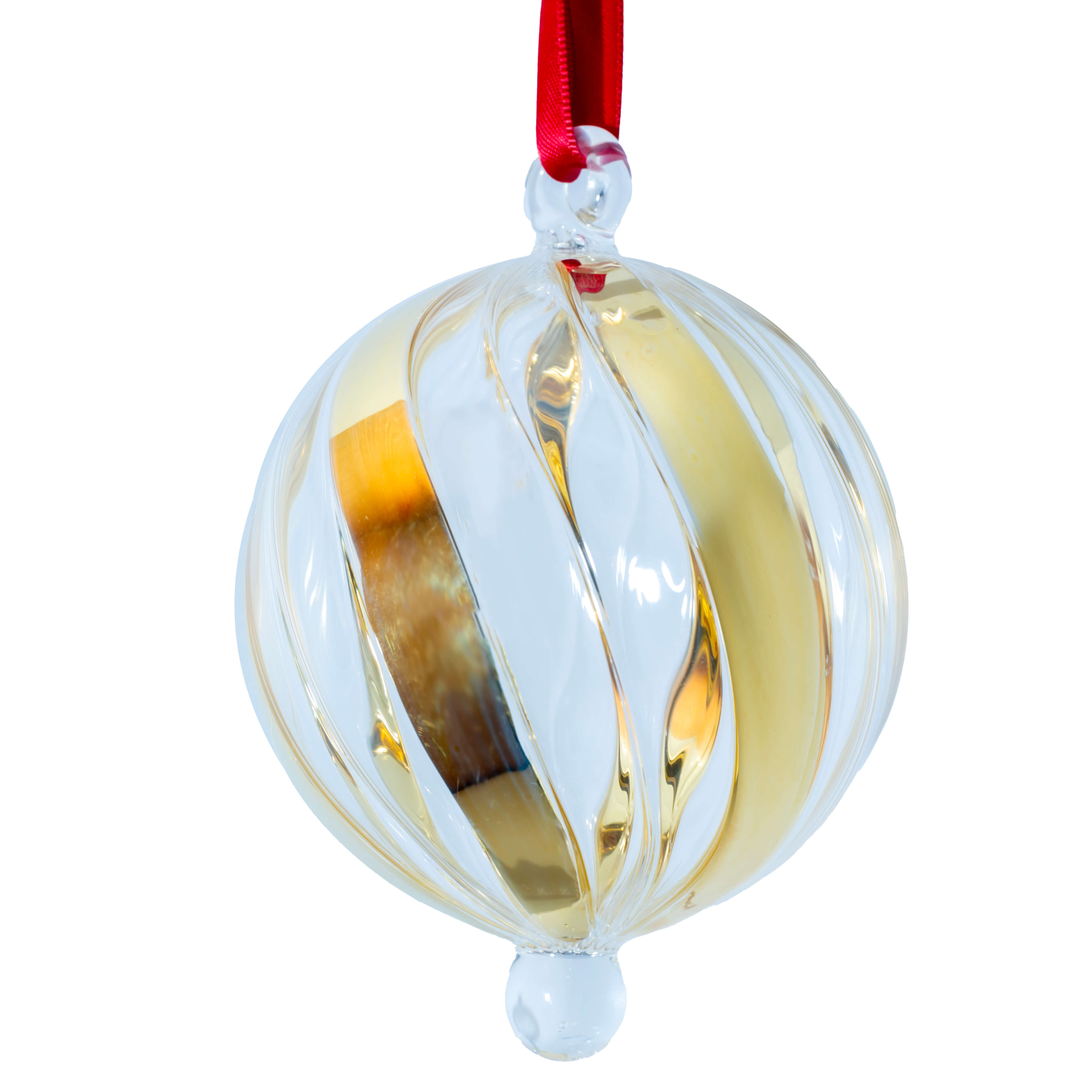 Golden Swirl Glass Christmas Ornament 0