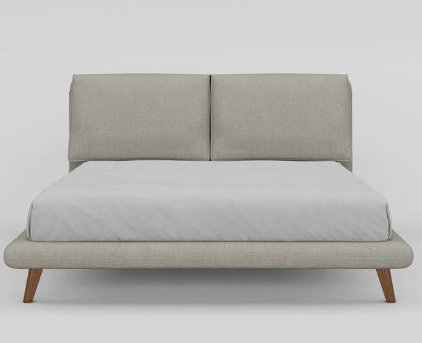 Bliss Upholstered Bed with Cushioned Backrest and Wooden Legs 0