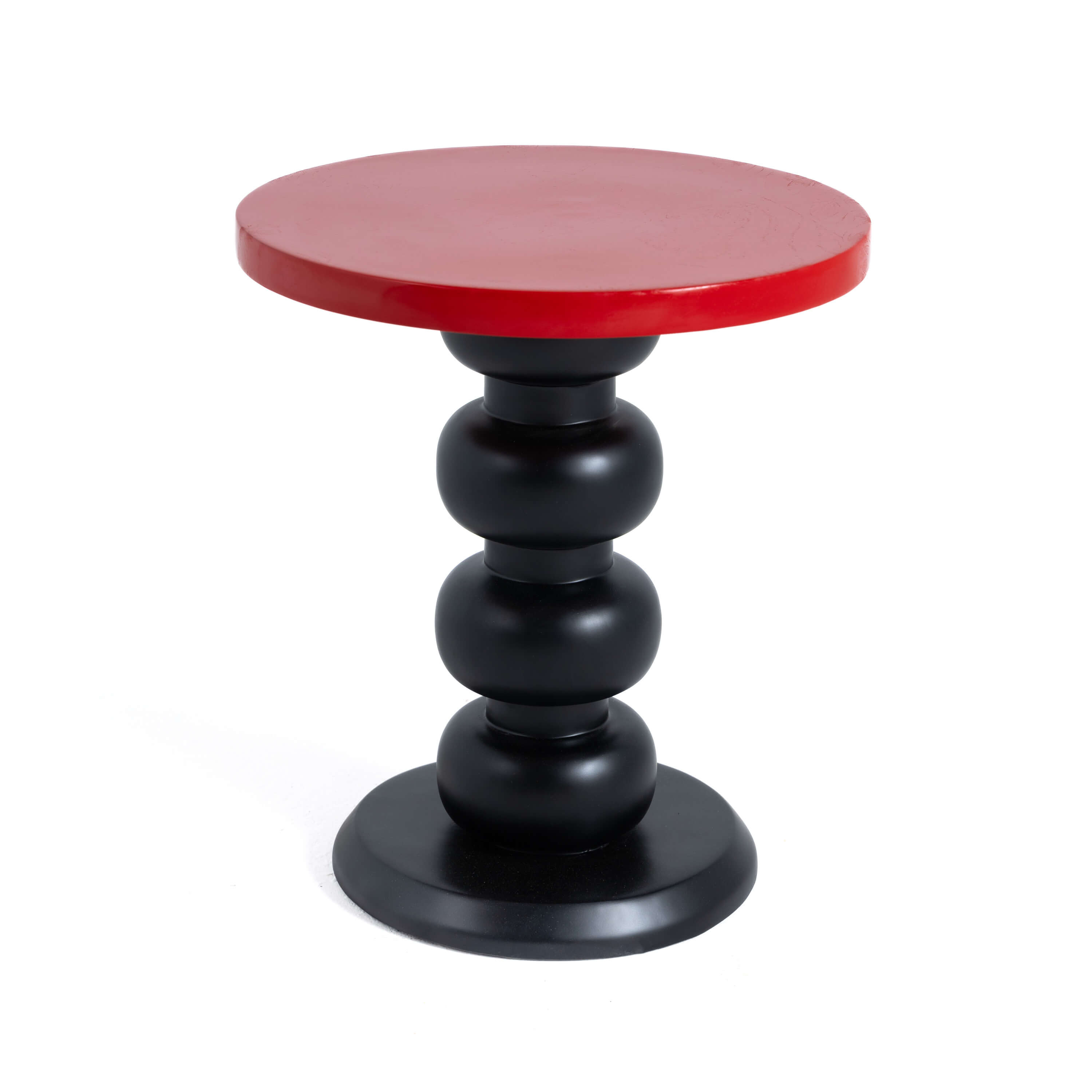 Ellis Fiberglass Side Table – Unique Design With Red & Black Lacquered Finish 1