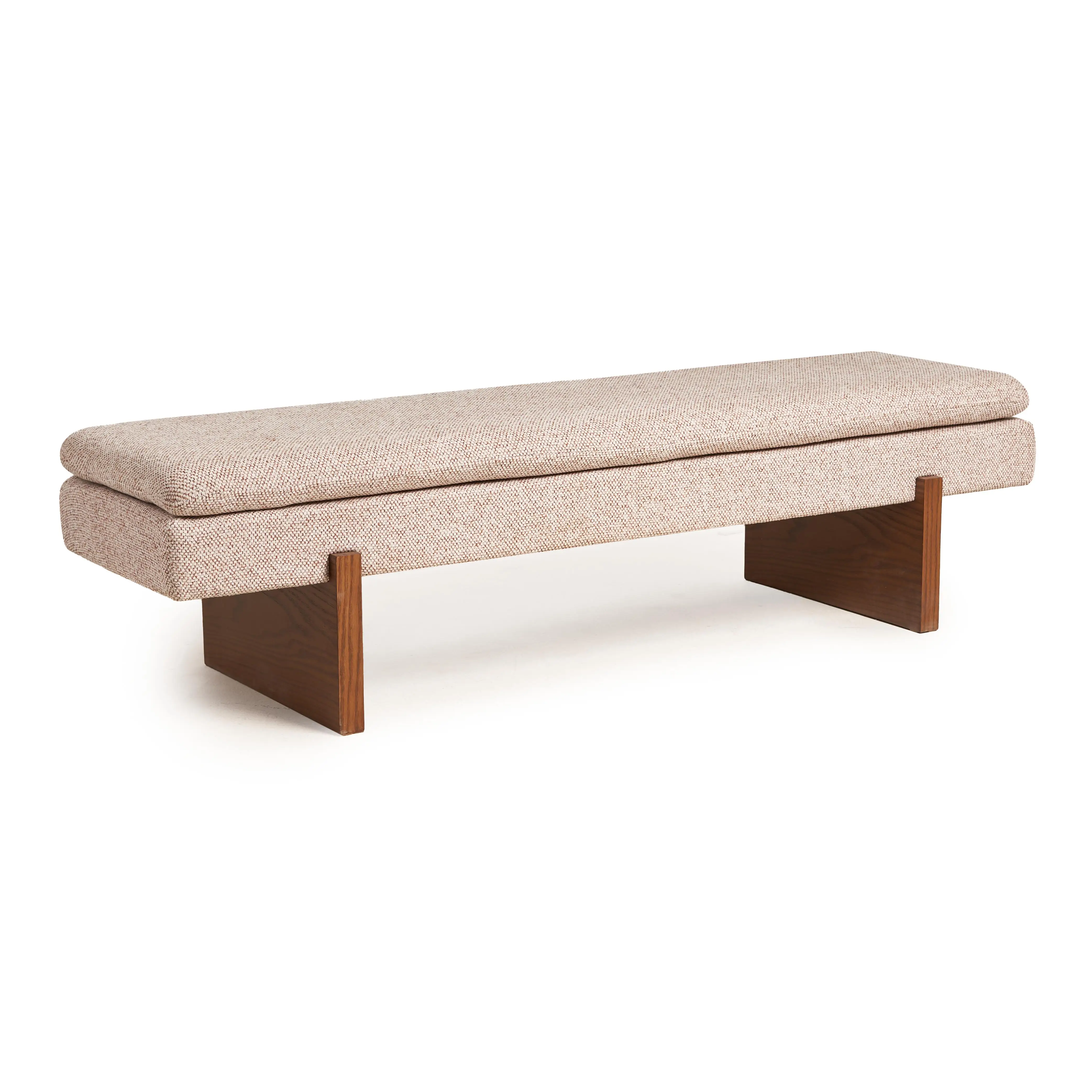 مقعد طويل لانسو - سيلفر ساندز - منجد بقاعدة خشبية image