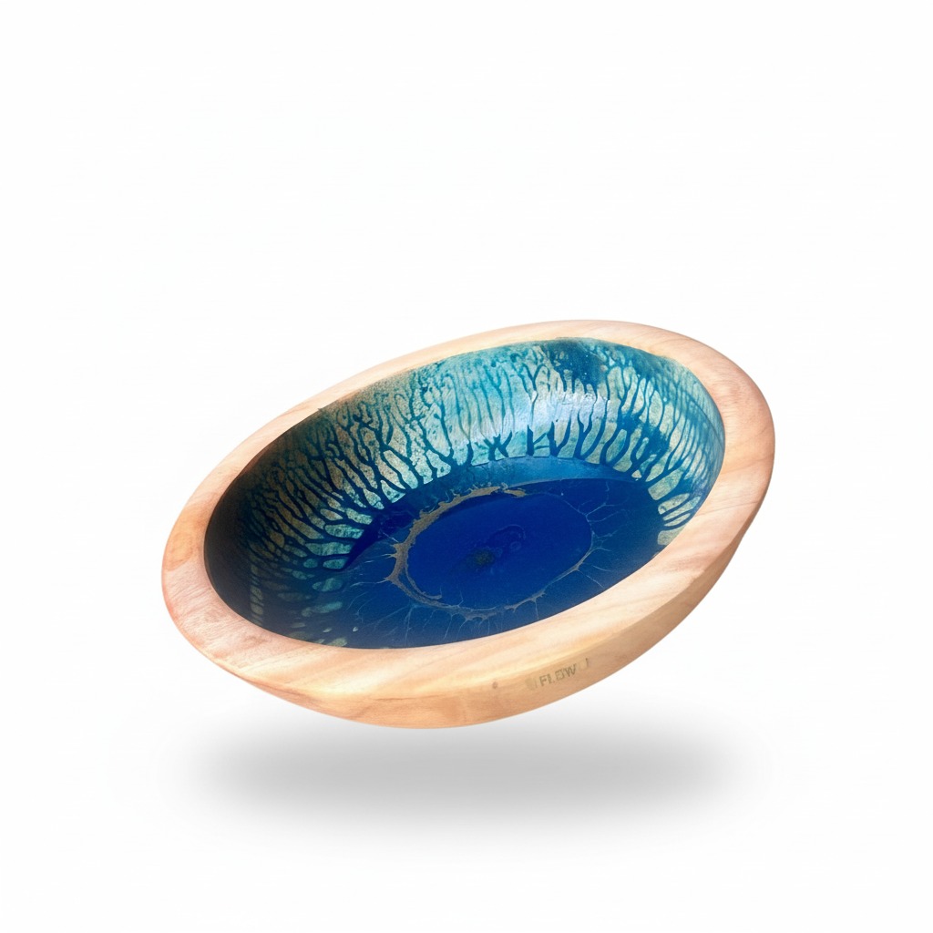 Blue Epoxy Bowl – A Unique Handmade Kaya Wood Centerpiece 2