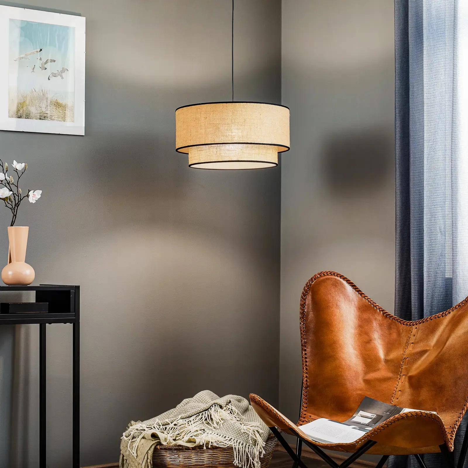 Ellen Modern Ceiling Lamp Beige & Black - YLM018 1