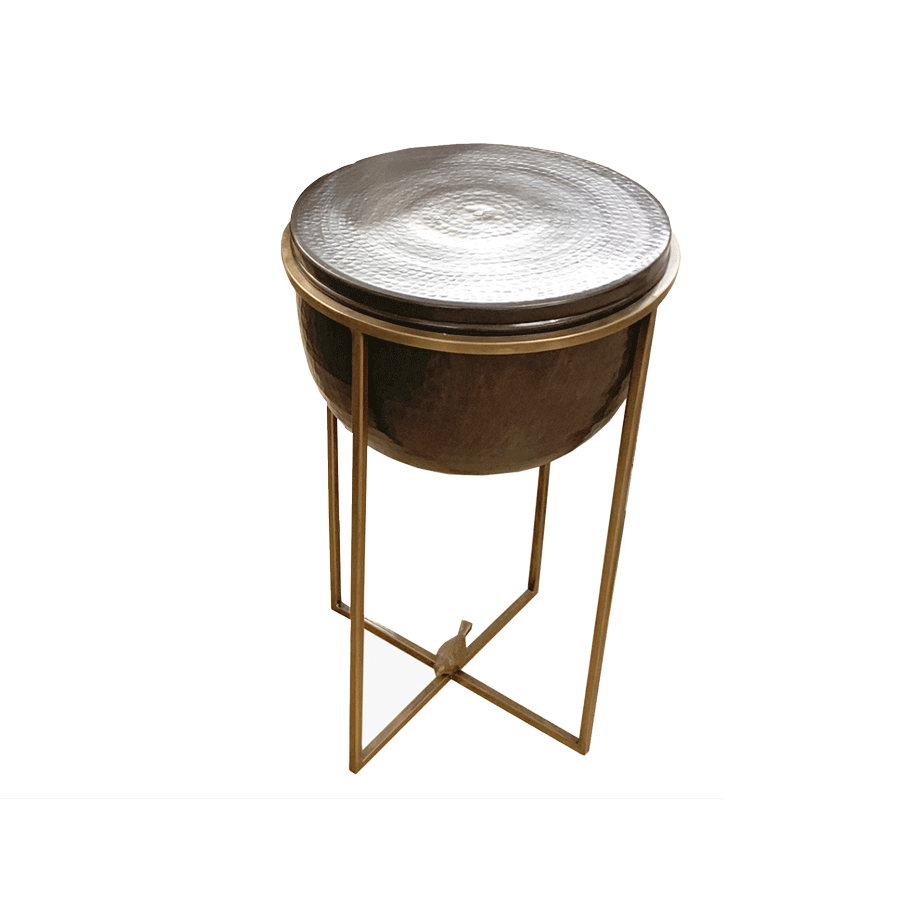 Bondoka Table - Small - Premium Brass - Round Design 1