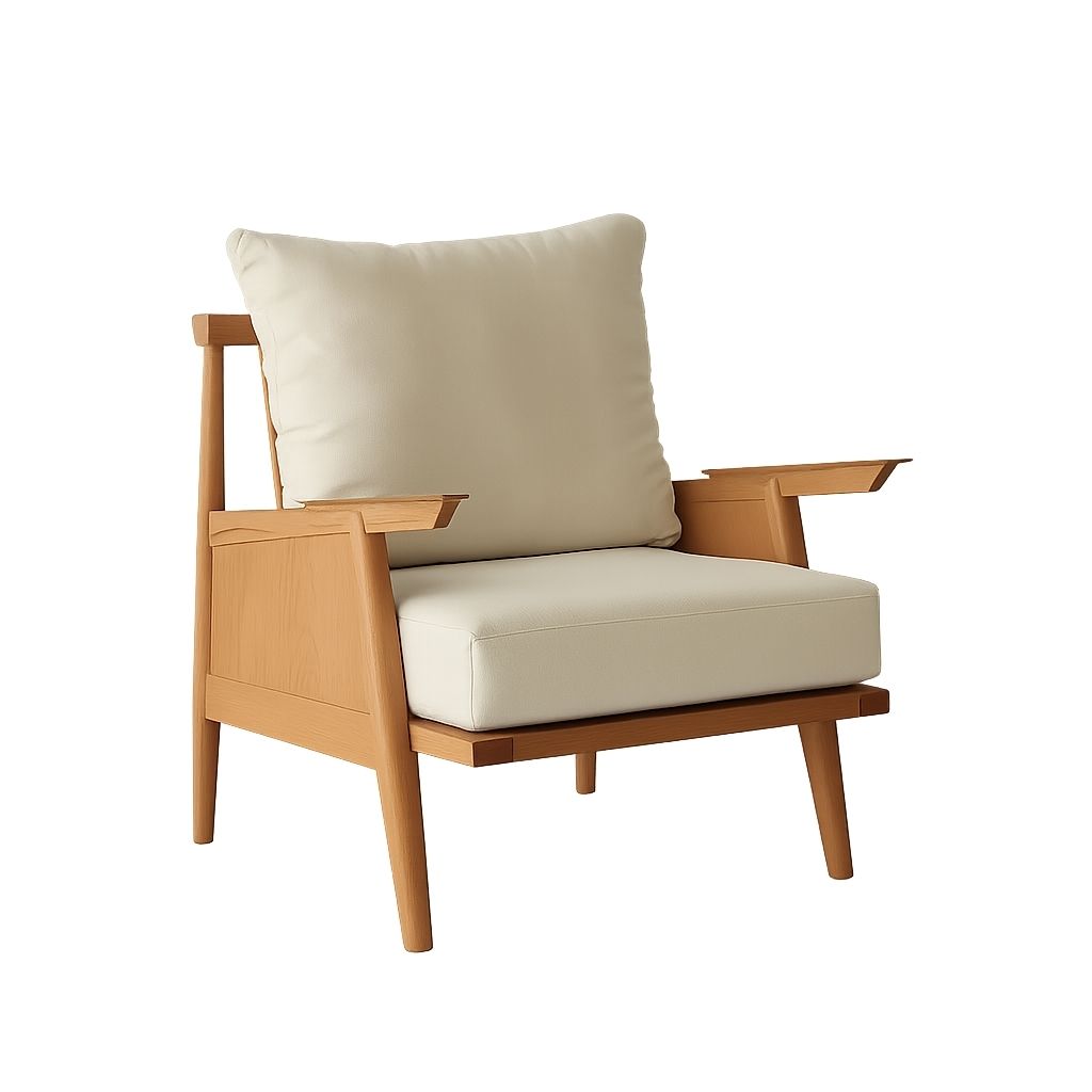 Armchair By Trozo In Beech Wood With Cushioned Seat & Back 0