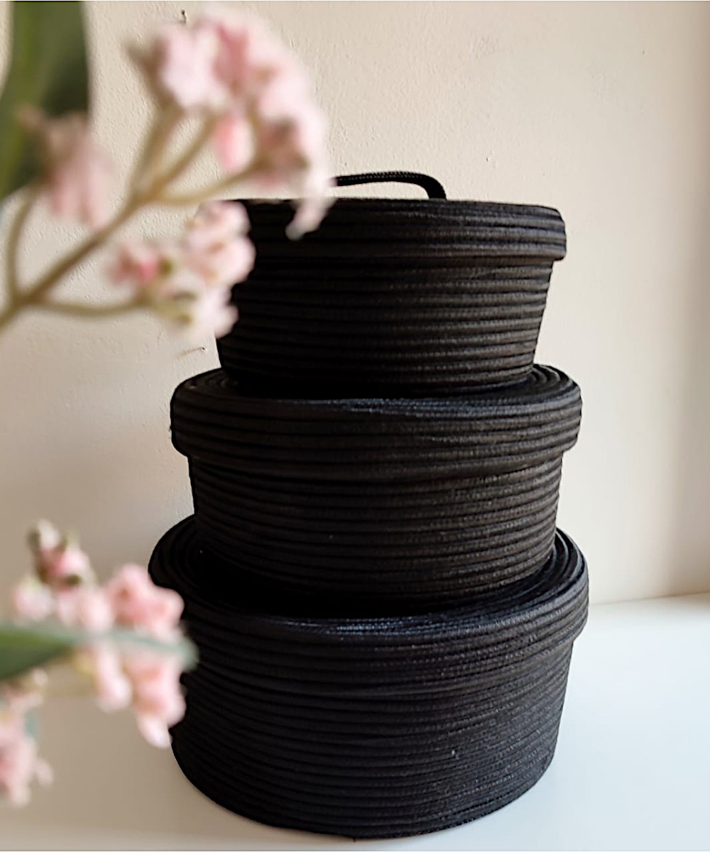 Black Organizer Basket with lid 2