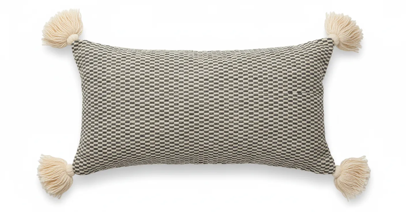 Dark Checkered Akhmim Cushion 0