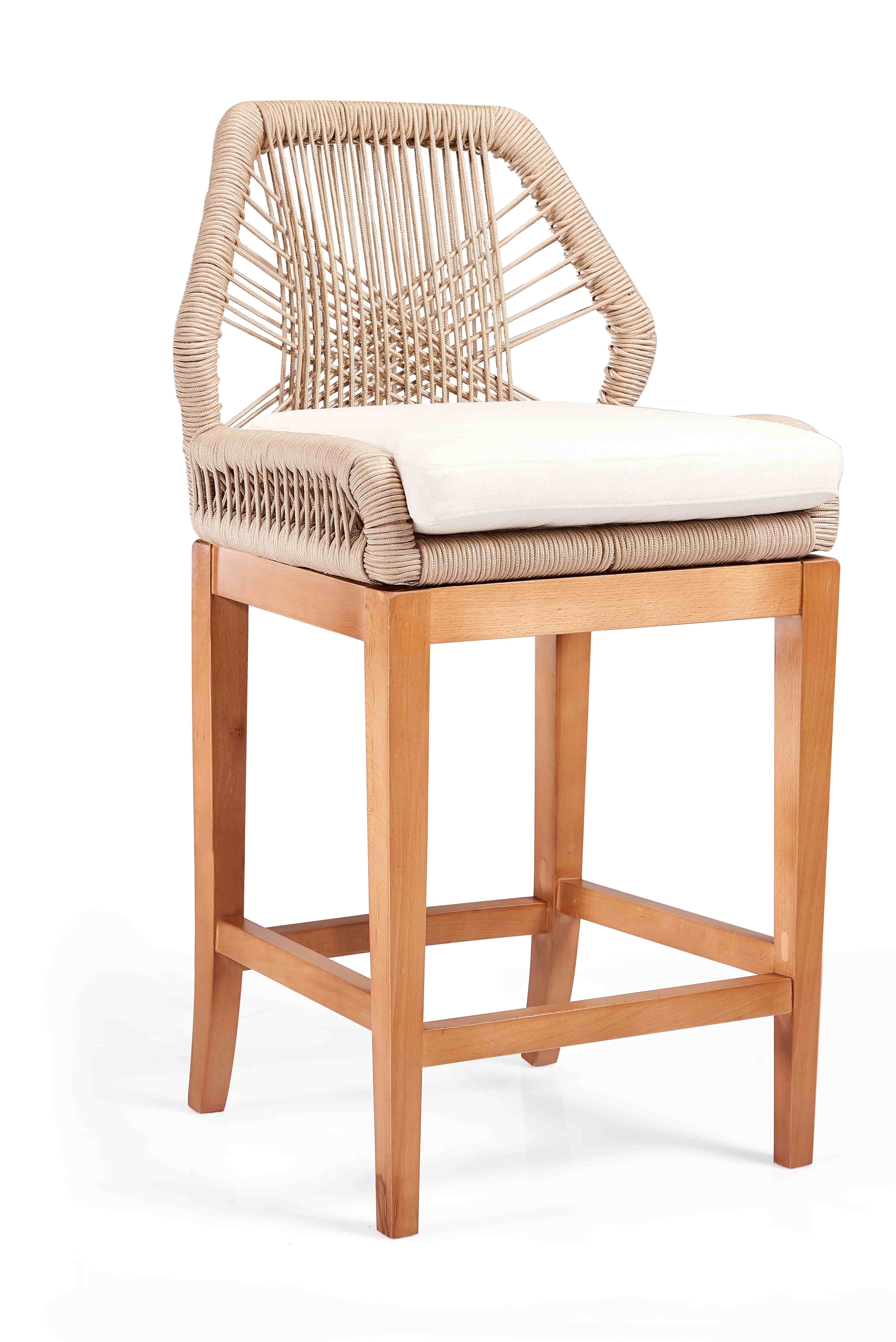 Loom Handcrafted Jute Rope Barstool With Zan Wood Frame 0