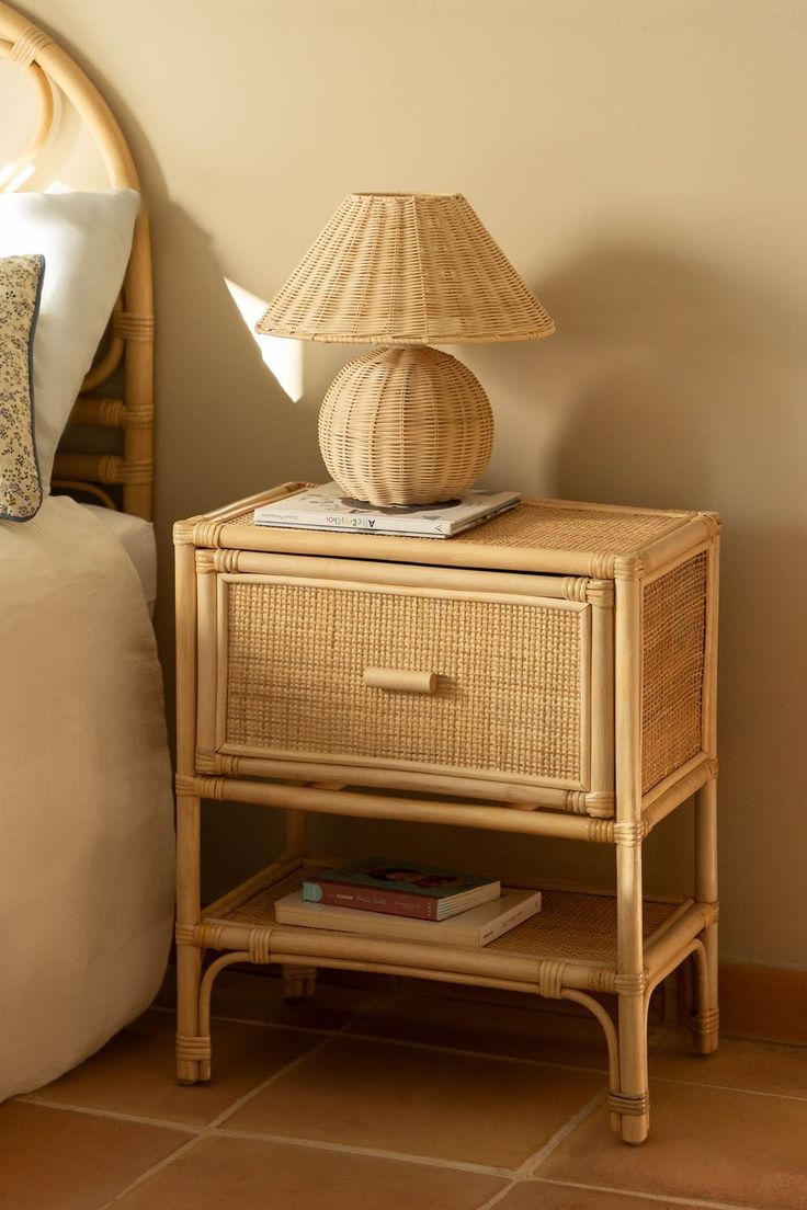 Bamboo & Rattan Nightstand 1