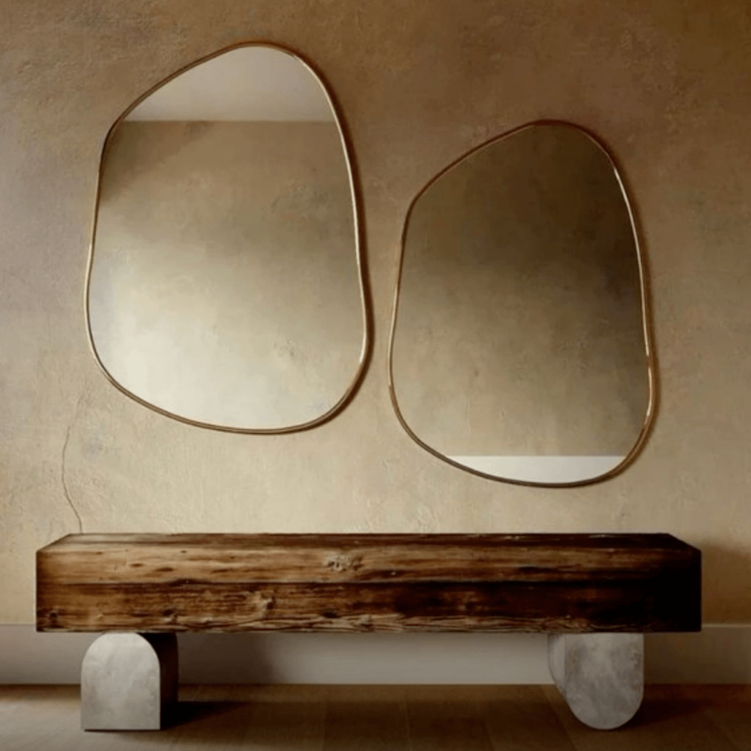 Keira Irregular Shape Gold-Framed Wall Mirror Set 0