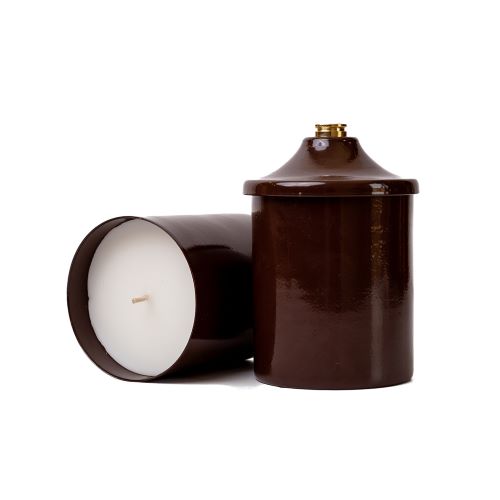 Fresh Linen Scented Candle in Chocolate Brown Jar