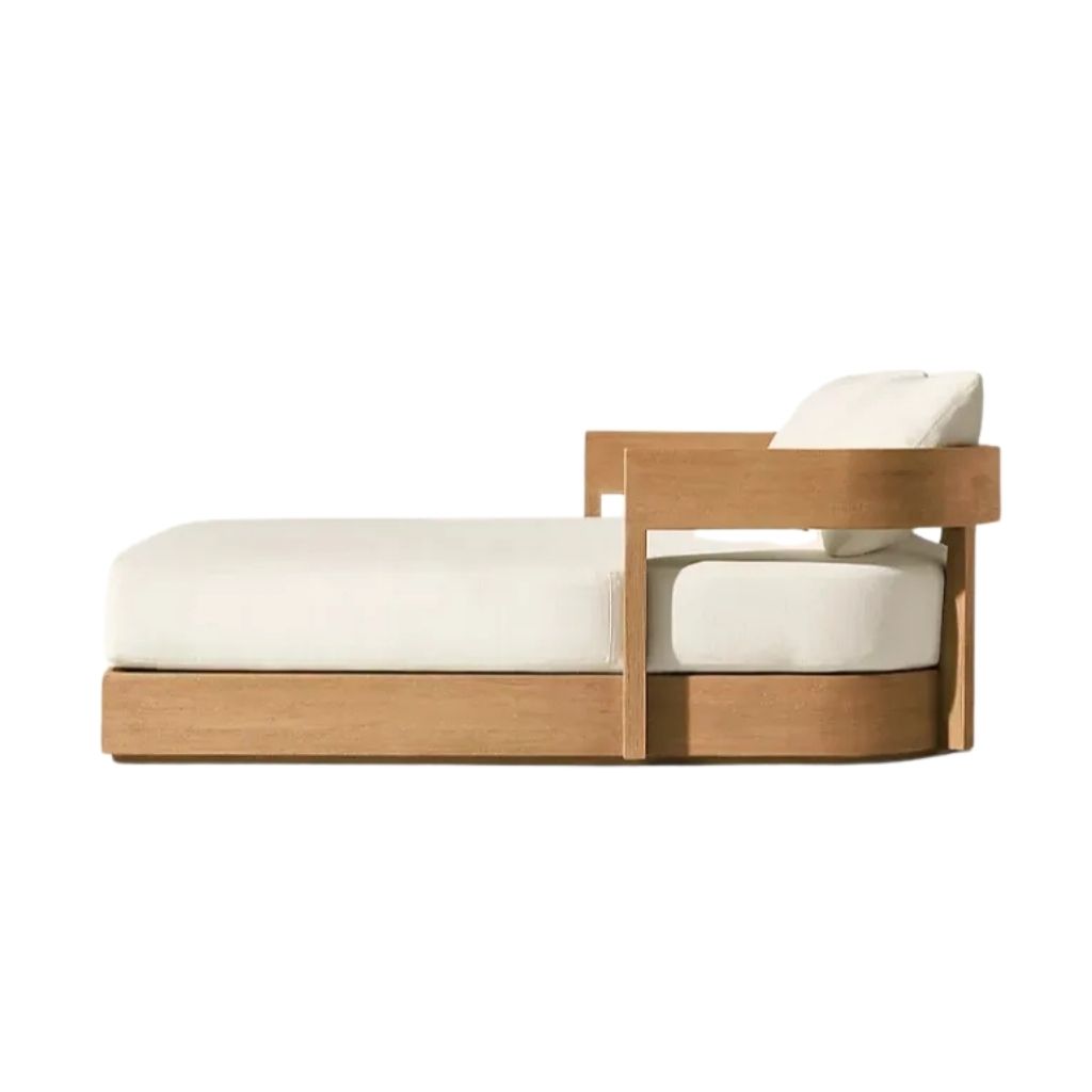 Curve Sunbed - Swedish Wood - Waterproof Fabric 1