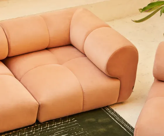 Marija Corner Chair With Arms In Bella Melon Fabric - Foam 3