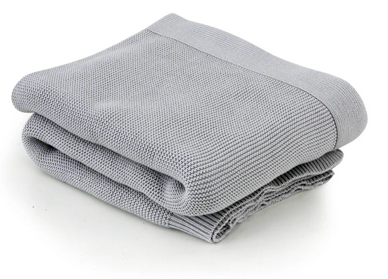 Grey Cotton Knit Throw Blanket  0