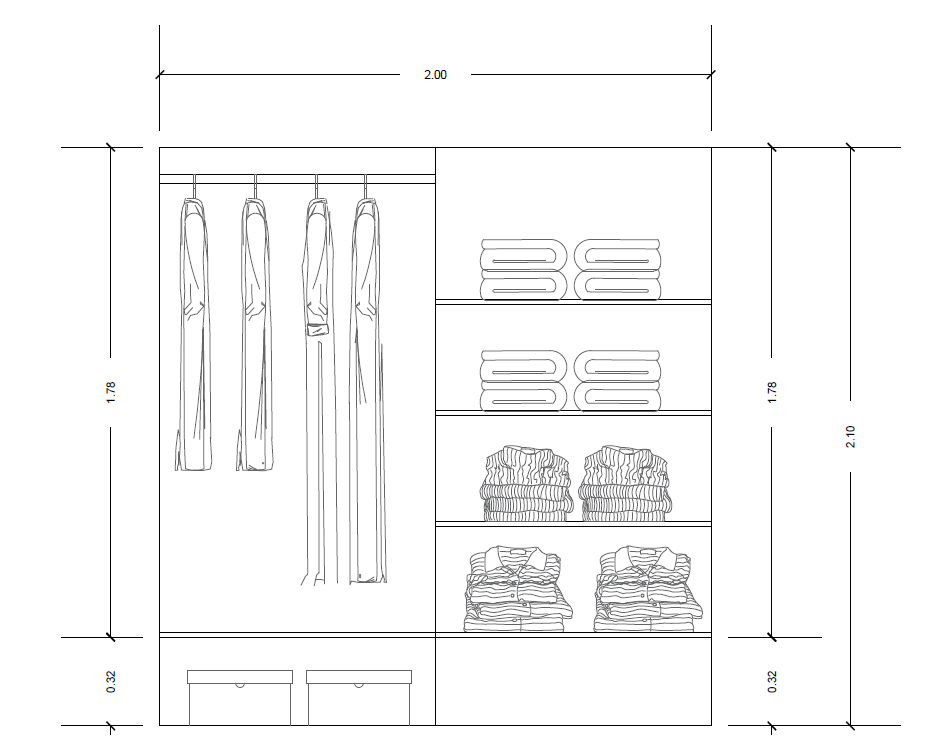 Sliding Doors Wardrobe - 200 cm (5shelves) 2