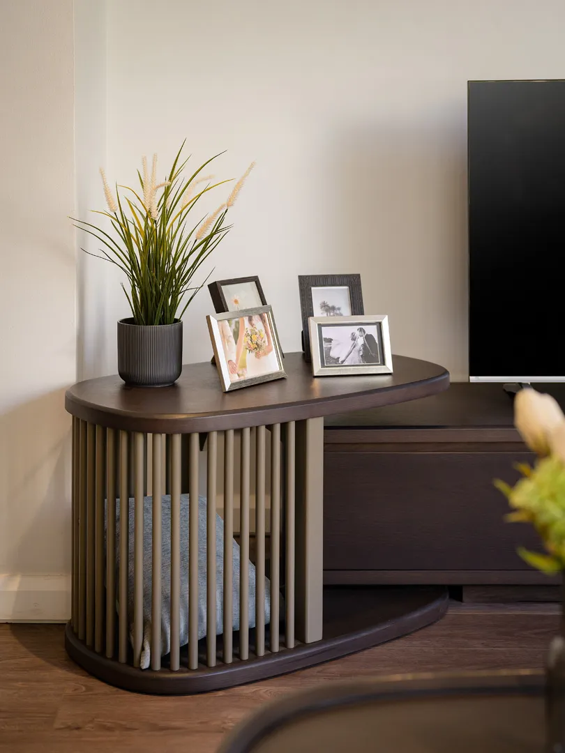 Cecil Coffee Table With Ribbed Wooden Bars 0
