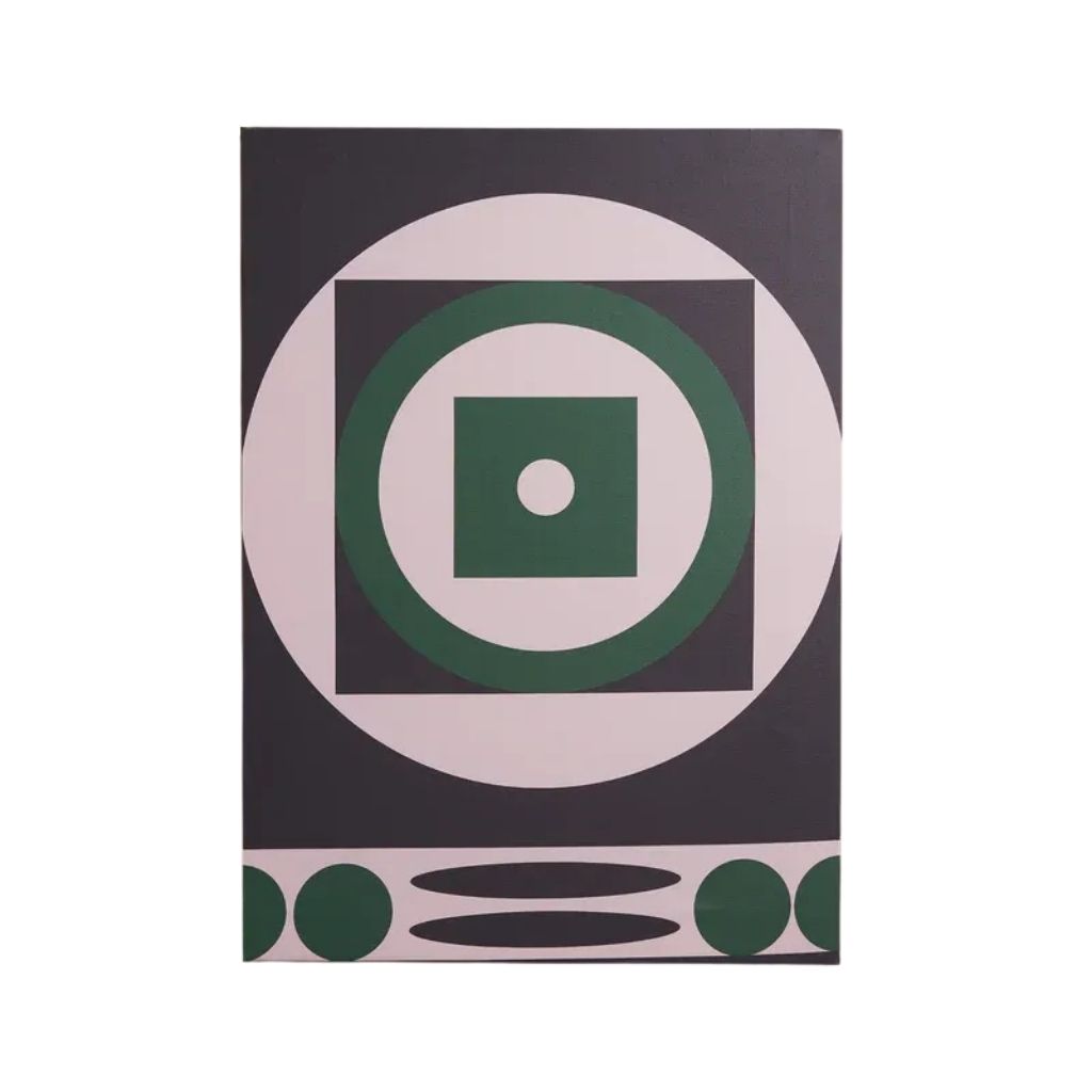 Cubism Geometric Abstract Canvas Wall Art in Charcoal, Lavender & Green – Minimalist Design 0