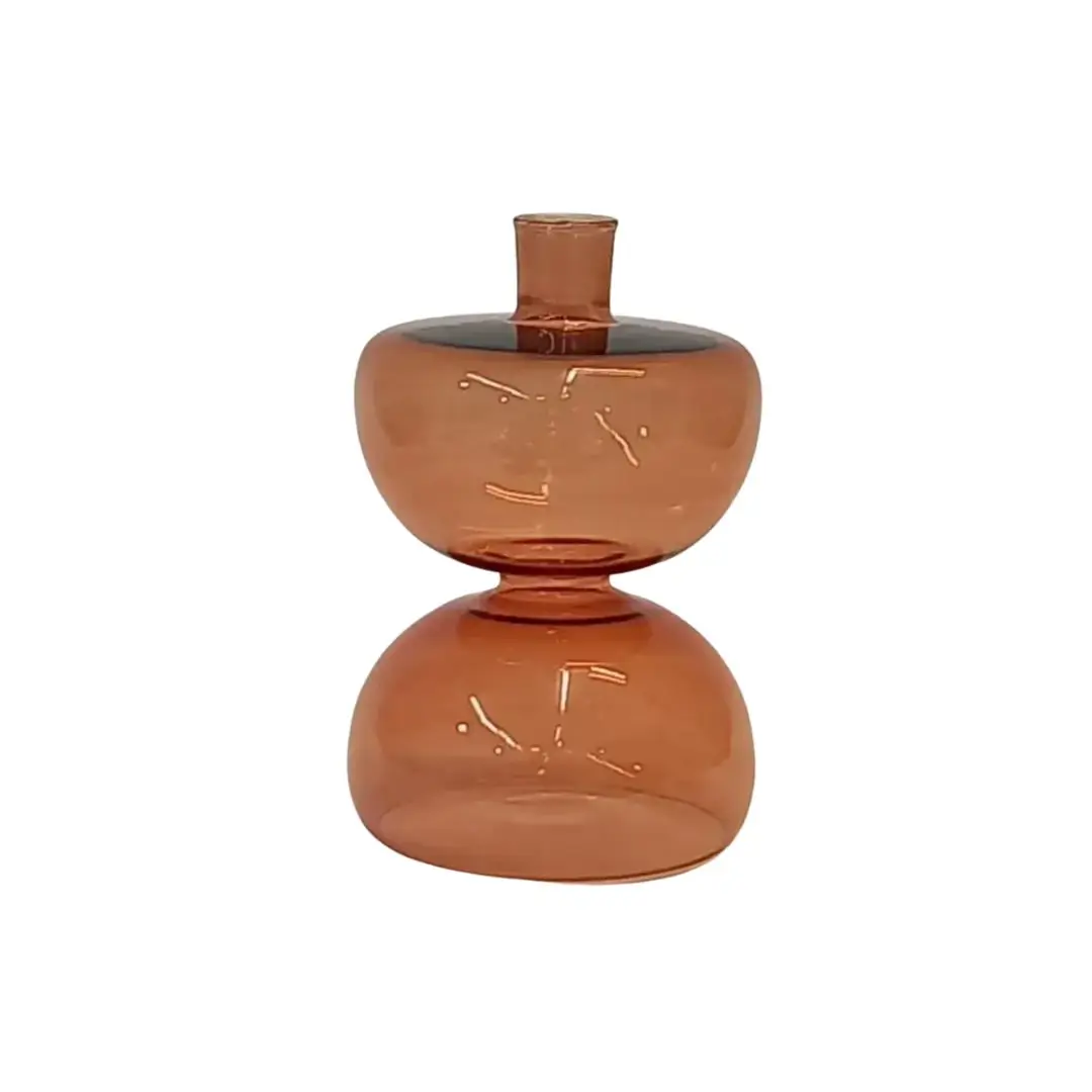 Amber Hourglass Candle Holder 0