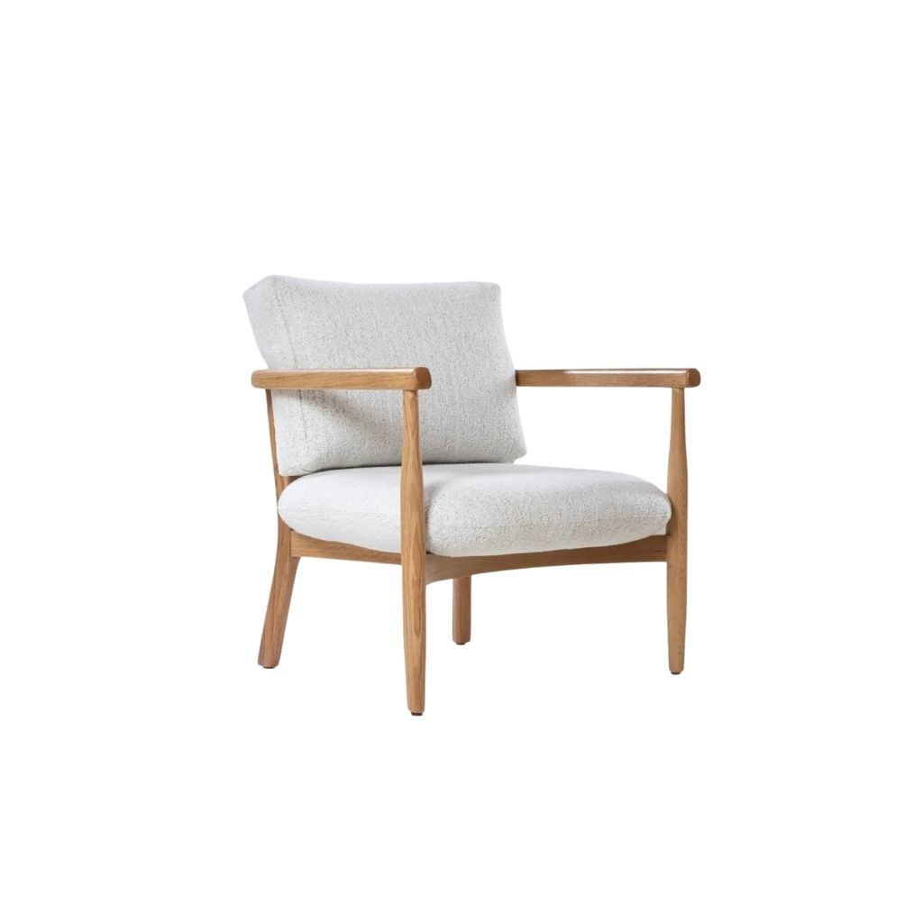 Haven Lounge Chair With Oak Wood Frame & Upholstered Body 0