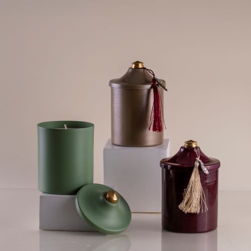 Cinnamon Spice Scented Pyramid Candle Cup Marron 1