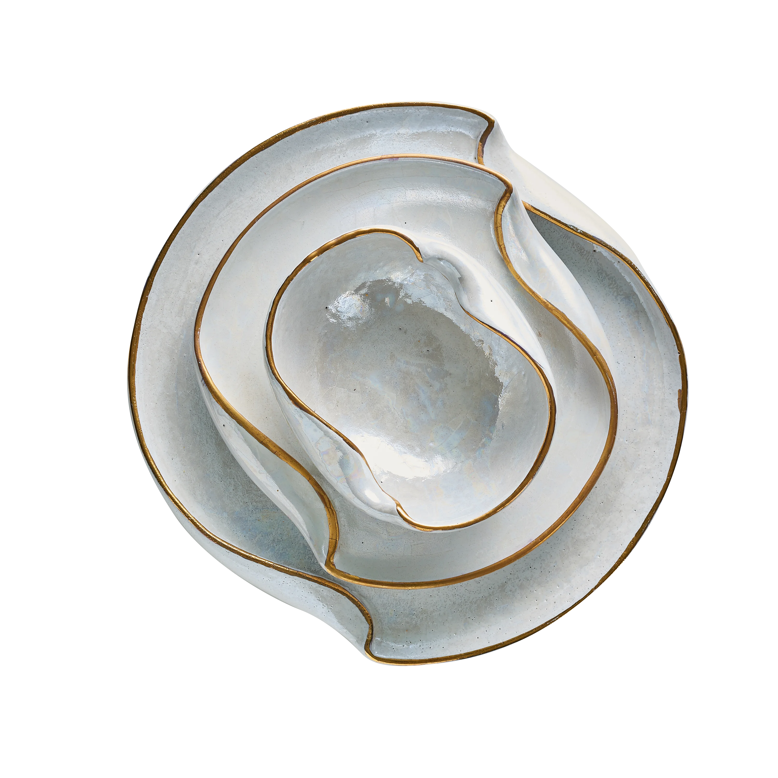 Gi Designs Wave Set White & Gold 3pcs 3
