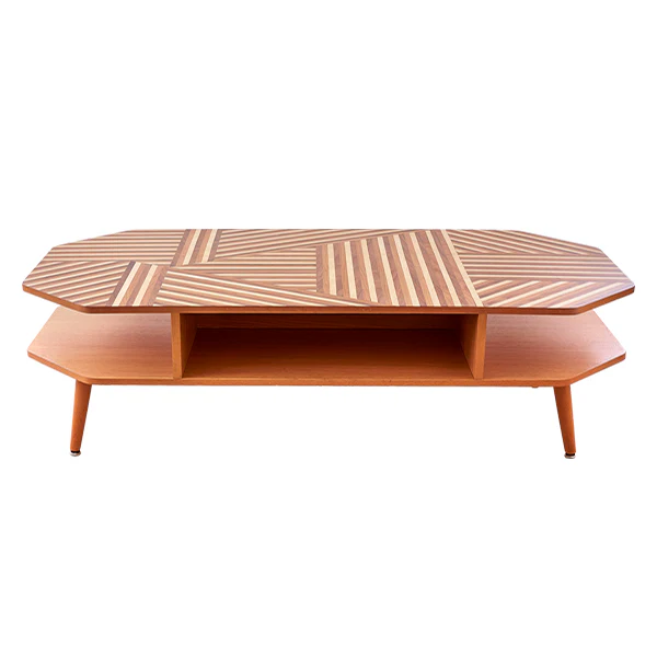 طاولة قهوة شبه مستطيلة - خشب جوز وكريز وقشرة أرو 1