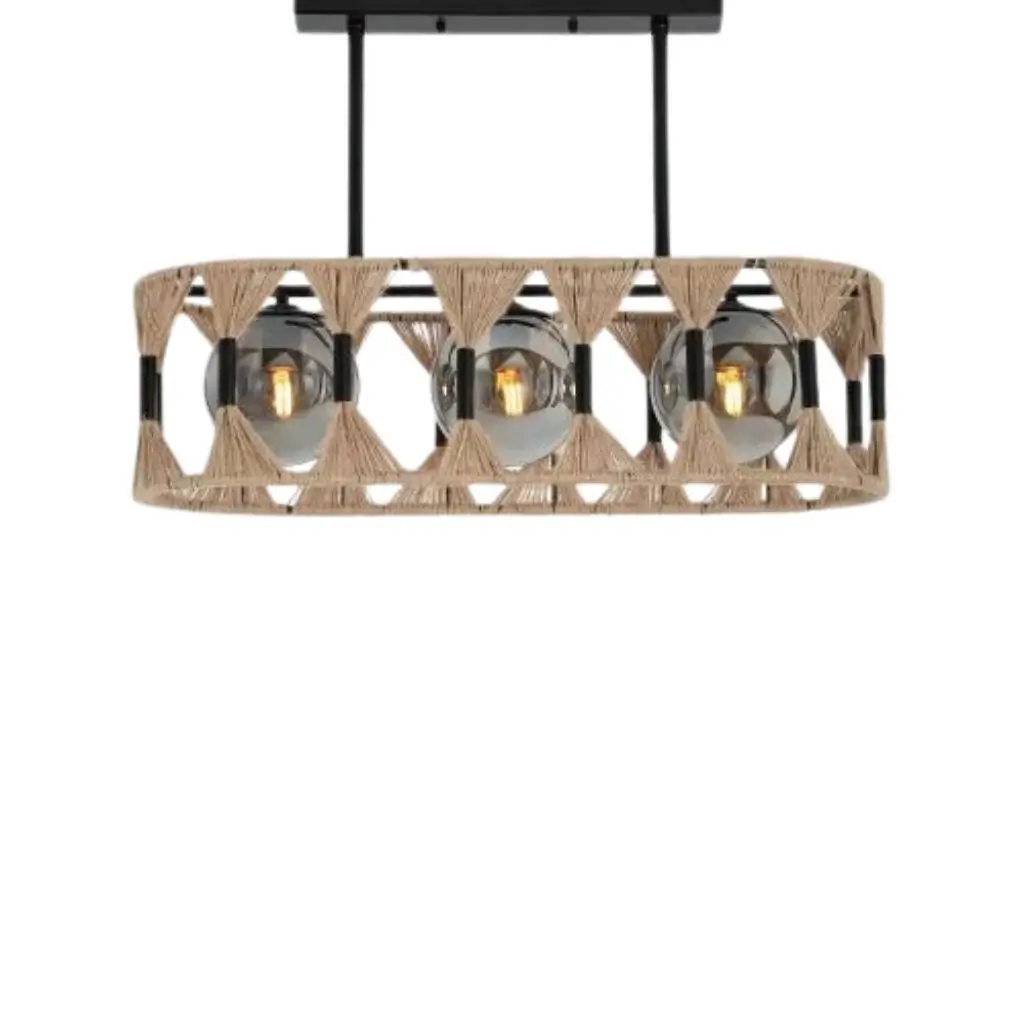 Dark Jute & Glass Pendant Lamp TA_BU_005 0